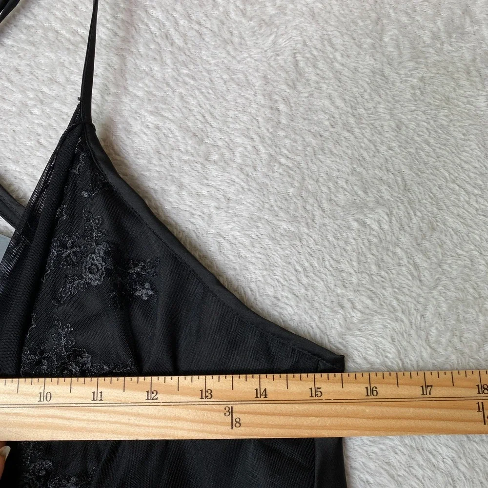 Whimsigoth Babydoll Lingerie Dress Sleepwear Women L Black Lace Trim Romance NWT
